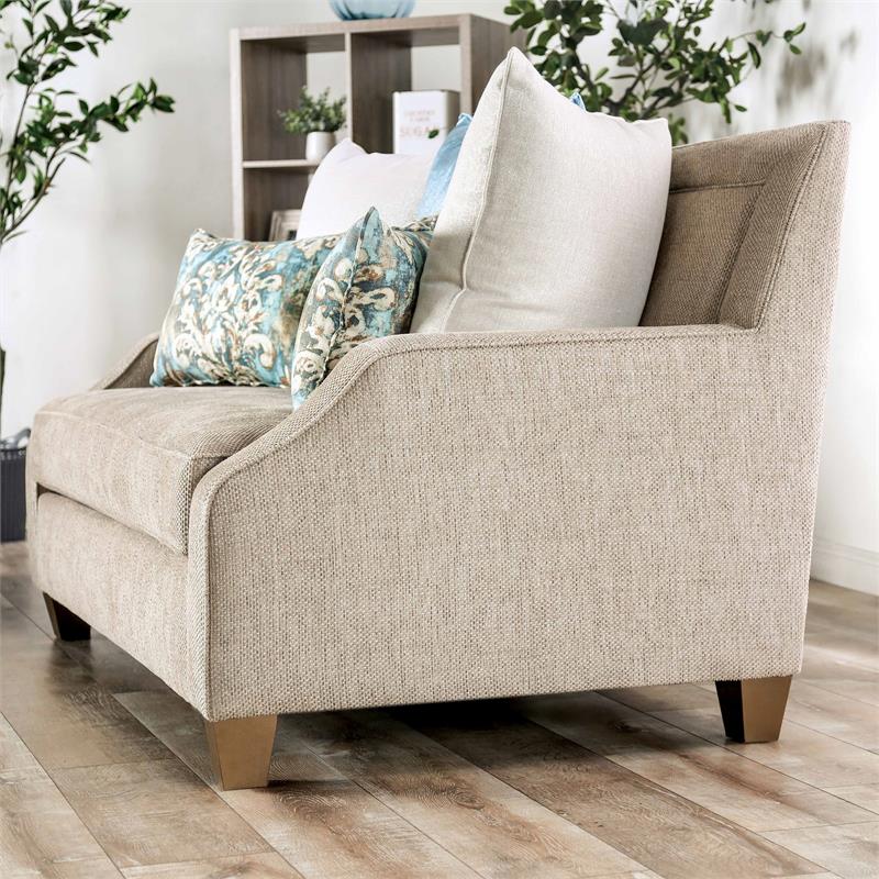 Furniture of America Cacao Transitional Chenille Upholstered Loveseat in Beige