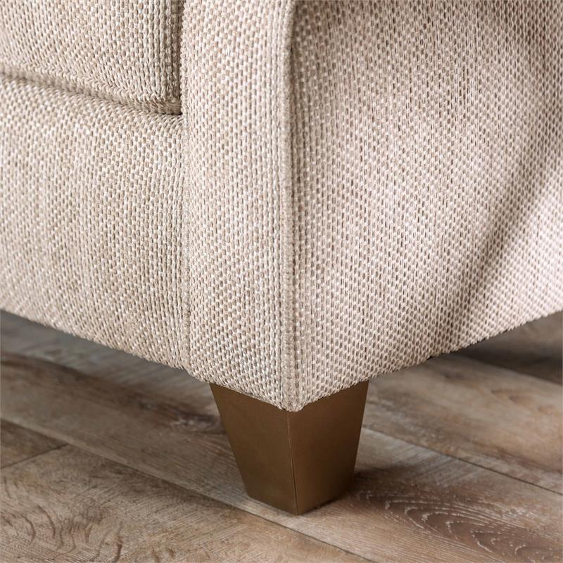 Furniture of America Cacao Transitional Chenille Upholstered Loveseat in Beige