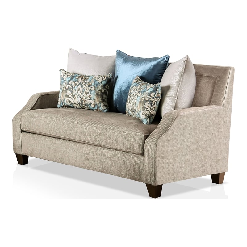 Furniture of America Cacao Transitional Chenille Upholstered Loveseat in Beige