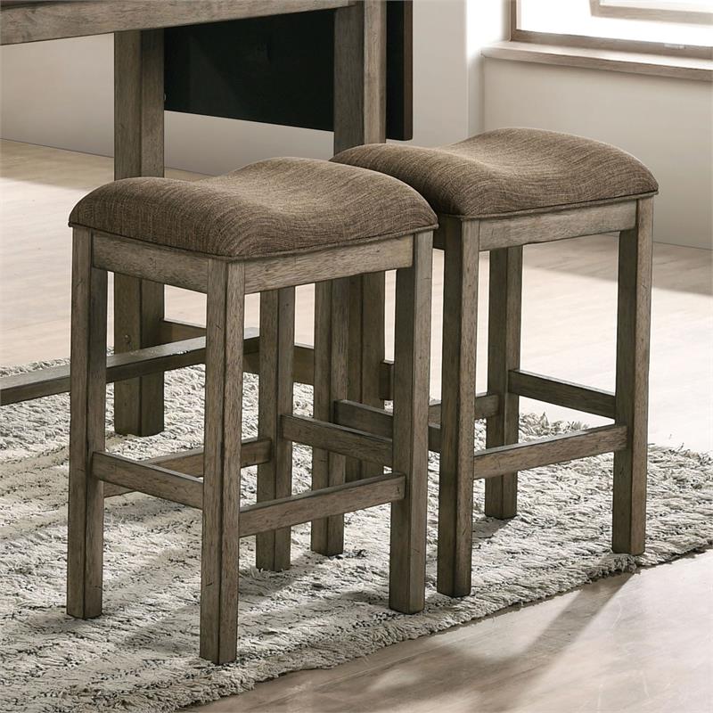 Furniture of America Gorse Wood Saddle Counter Stool in Chestnut (Set of 2)