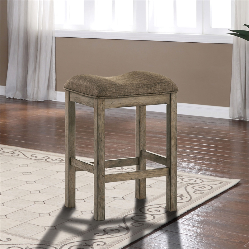 Furniture of America Gorse Wood Saddle Counter Stool in Chestnut (Set of 2)
