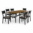 Furniture of America Kapok Solid Wood 7-Piece Dining Table Set in Oak and Black