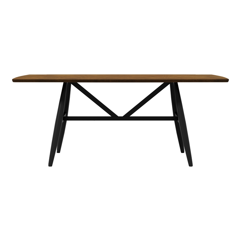 Furniture of America Kapok Solid Wood 7-Piece Dining Table Set in Oak and Black