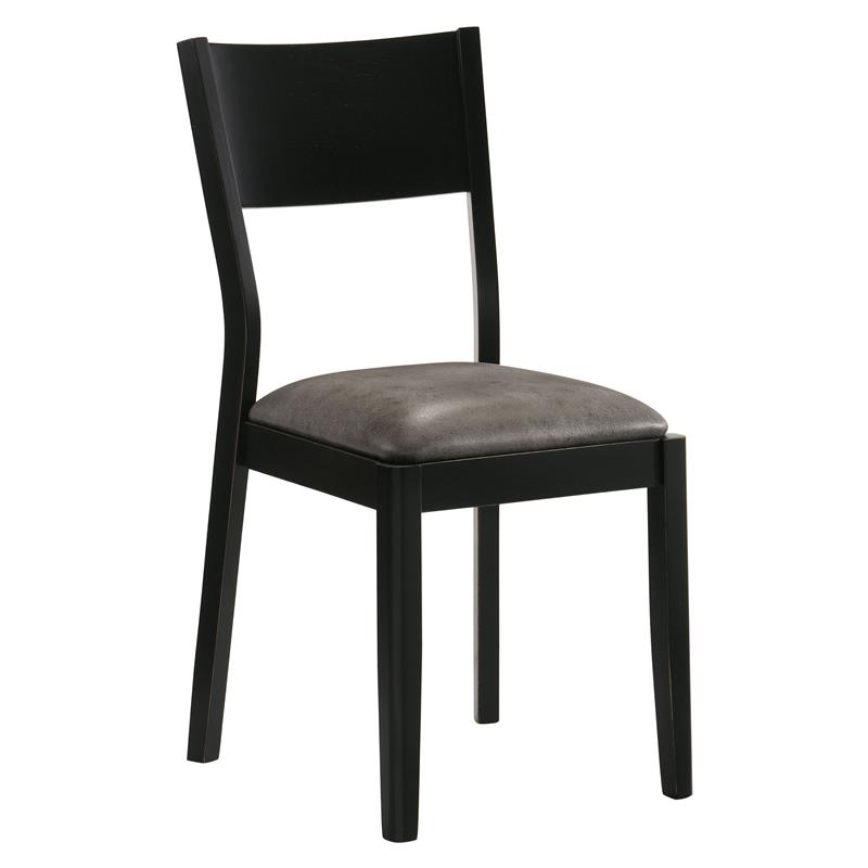 Furniture of America Kapok Wood Padded Dining Chair in Black and Gray (Set of 2)