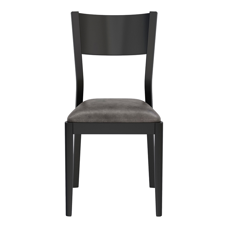 Furniture of America Kapok Wood Padded Dining Chair in Black and Gray (Set of 2)