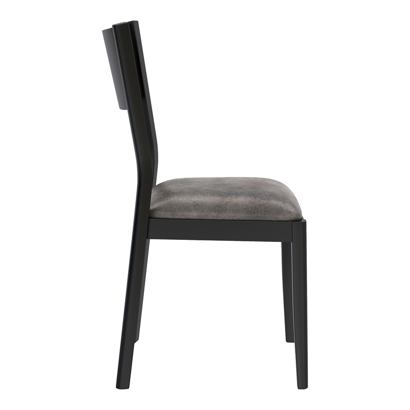 Furniture of America Kapok Wood Padded Dining Chair in Black and Gray (Set of 2)