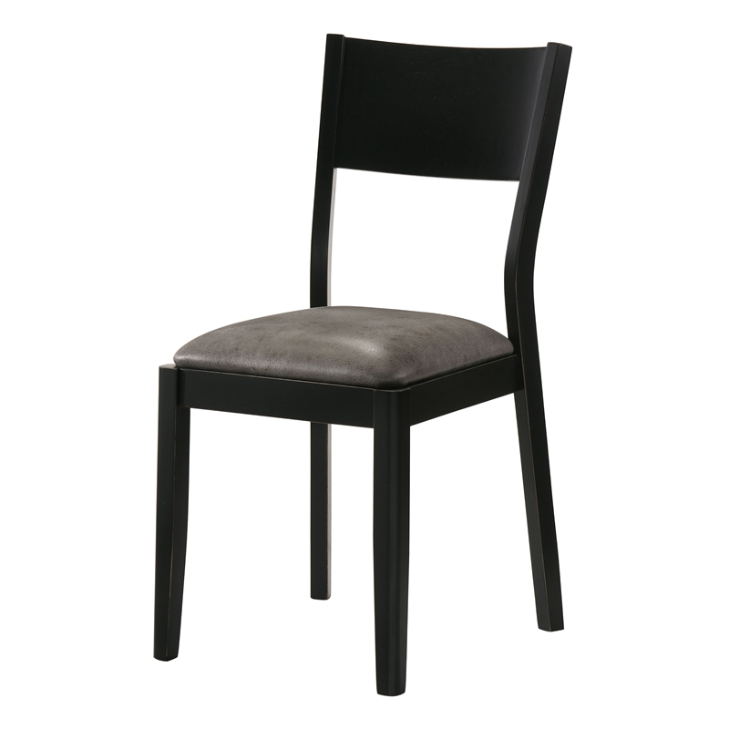 Furniture of America Kapok Wood Padded Dining Chair in Black and Gray (Set of 2)