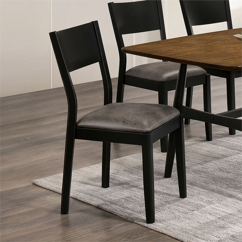 Furniture of America Kapok Wood Padded Dining Chair in Black and Gray (Set of 2)
