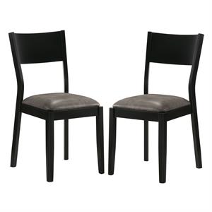 furniture of america kapok wood padded dining chair in black and gray (set of 2)