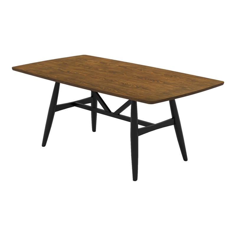 Furniture of America Kapok Solid Wood Rectangle Dining Table in Oak and Black