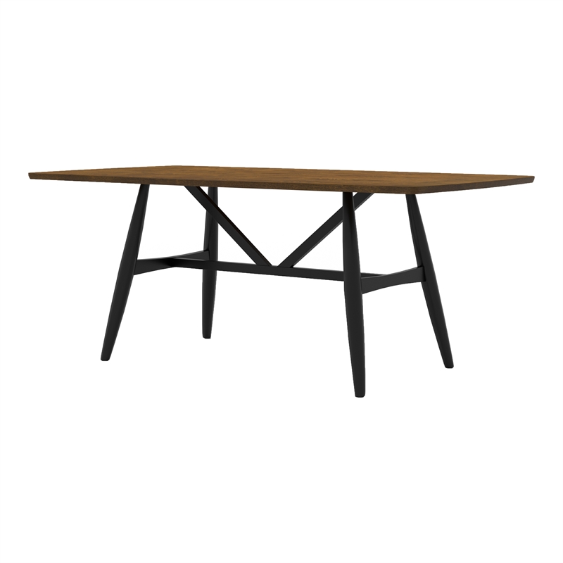 Furniture of America Kapok Solid Wood Rectangle Dining Table in Oak and Black