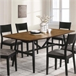 Furniture of America Kapok Solid Wood Rectangle Dining Table in Oak and Black