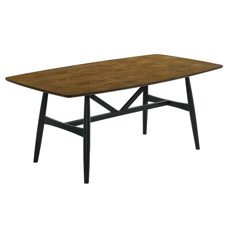 Furniture of America Kapok Solid Wood Rectangle Dining Table in Oak and Black