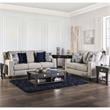 Furniture of America Brill Transitional Fabric Nailhead Sofa in Light Gray