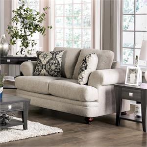 Furniture of America Herst Transitional Chenille Upholstered Loveseat in Beige
