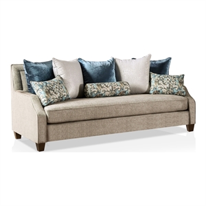furniture of america cacao transitional chenille upholstered sofa in beige