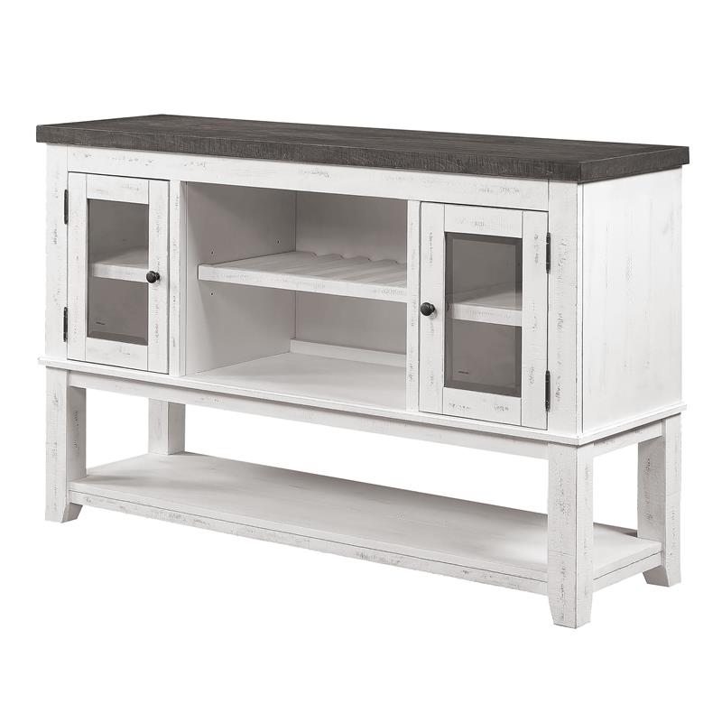 Furniture of America Muschamp Solid Wood Multi-Storage Server in Gray