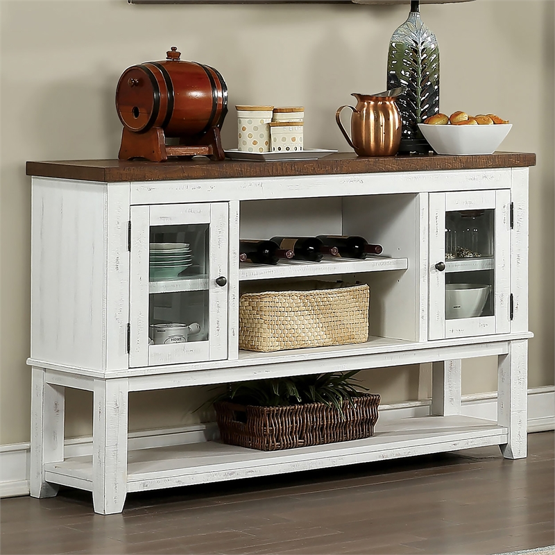 Furniture of America Muschamp Solid Wood Multi-Storage Server in Gray