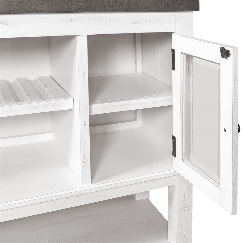 Furniture of America Muschamp Solid Wood Multi-Storage Server in Gray