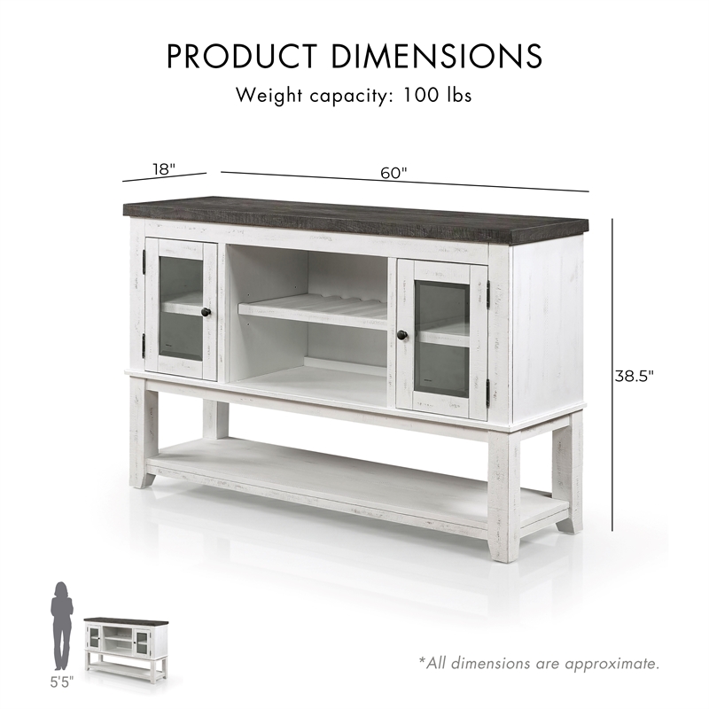 Furniture of America Muschamp Solid Wood Multi-Storage Server in Gray