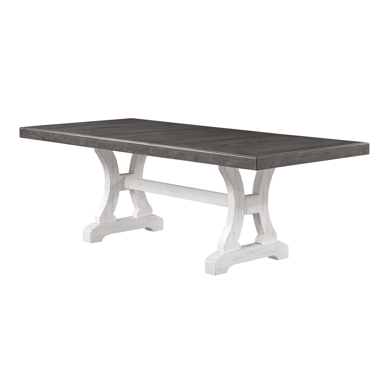 Furniture of America Muschamp Solid Wood Expandable Dining Table in Gray