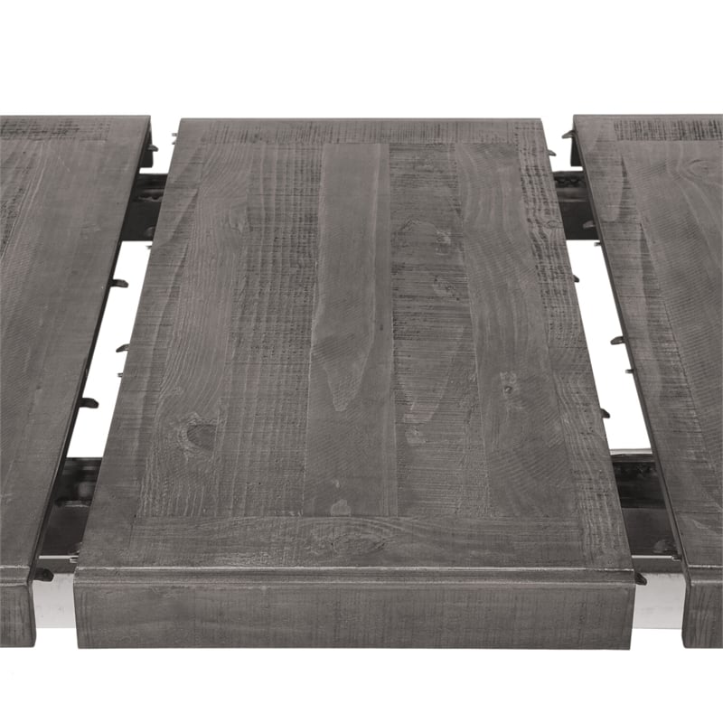 Furniture of America Muschamp Solid Wood Expandable Dining Table in Gray