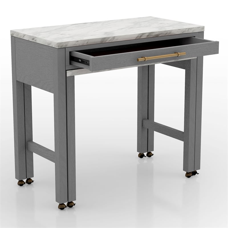 Furniture of America Ficus Rustic Wood Nested Counter Dining Table in Gray