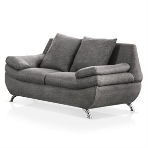 furniture of america caria contemporary fabric upholstered loveseat in dark gray