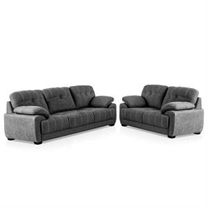 furniture of america egyn transitional fabric 2-piece sofa set in dark gray