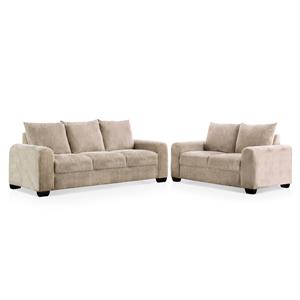 furniture of america pryna contemporary chenille 2-piece sofa set in beige