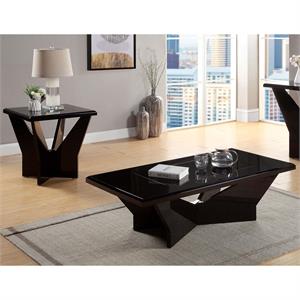furniture of america avens contemporary wood 2-piece coffee table set in black
