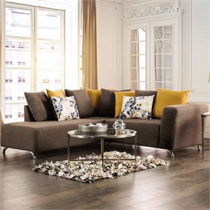 furniture of america pluck contemporary fabric l-shaped sectional in brown