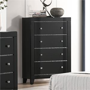 furniture of america murvy contemporary solid wood 4-drawer chest in black