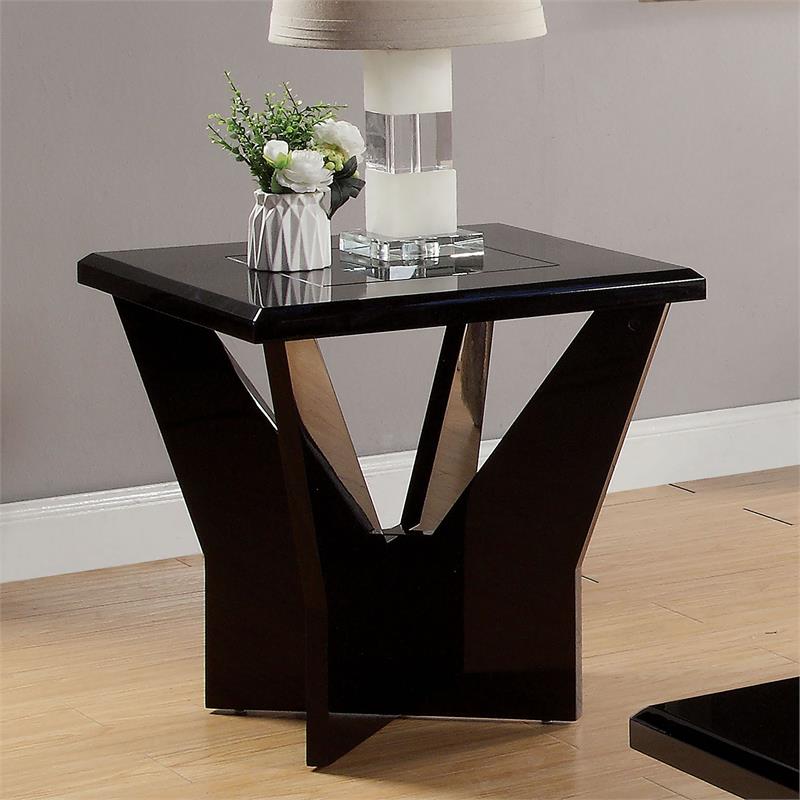 Furniture of America Avens Contemporary Wood 3-Piece Coffee Table Set in Black