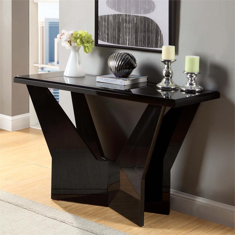 Furniture of America Avens Contemporary Wood 3-Piece Coffee Table Set in Black