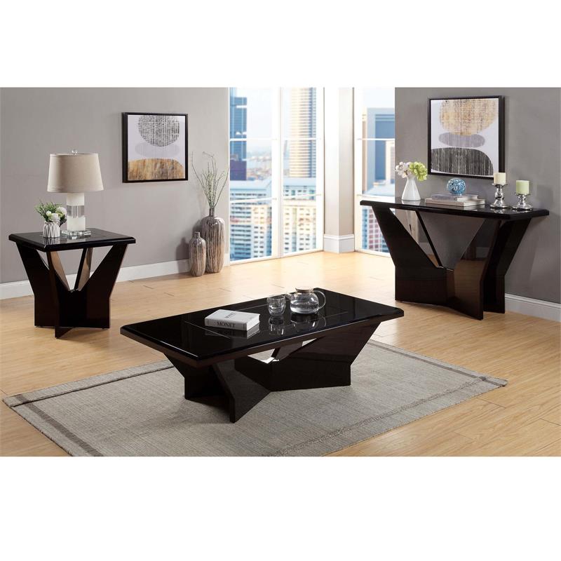 Furniture of America Avens Contemporary Wood Geometric End Table in Black