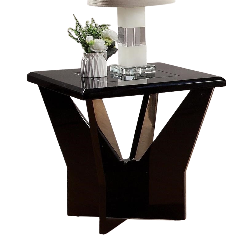 Furniture of America Avens Contemporary Wood Geometric End Table in Black