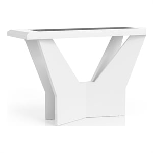 Furniture of America Avens Contemporary Wood Geometric Sofa Table in White