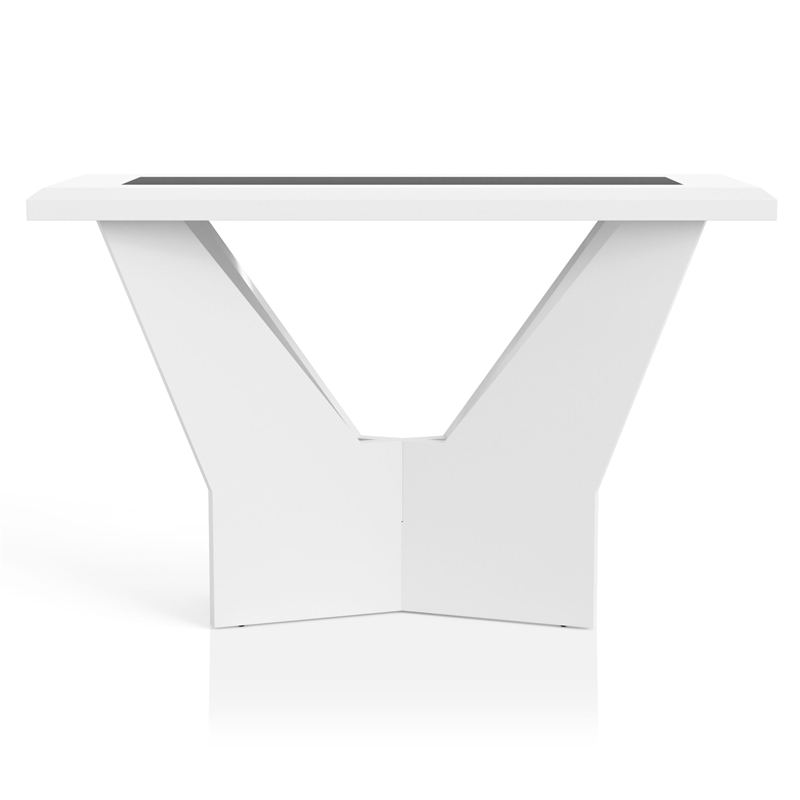Furniture of America Avens Contemporary Wood Geometric Sofa Table in White