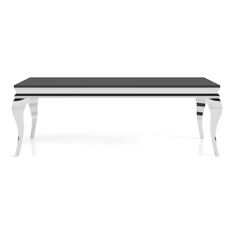 Furniture of America Alang Glam Glass Top Coffee Table in Black and Silver