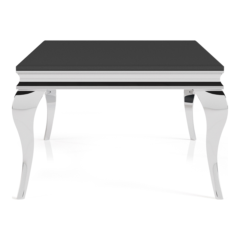 Furniture of America Alang Glam Glass Top Coffee Table in Black and Silver