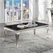 Furniture of America Alang Glam Glass Top Coffee Table in Black and Silver