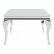 Furniture of America Alang Glam Glass Top Coffee Table in White and Silver