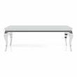 Furniture of America Alang Glam Glass Top Coffee Table in White and Silver