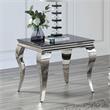 Furniture of America Alang Glam Glass Top End Table in Black and Silver