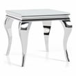 Furniture of America Alang Glam Glass Top End Table in White and Silver