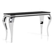 Furniture of America Alang Glam Glass Top Sofa Table in Black and Silver