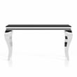 Furniture of America Alang Glam Glass Top Sofa Table in Black and Silver