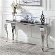 Furniture of America Alang Glam Glass Top Sofa Table in Black and Silver