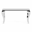 Furniture of America Alang Glam Glass Top Sofa Table in White and Silver